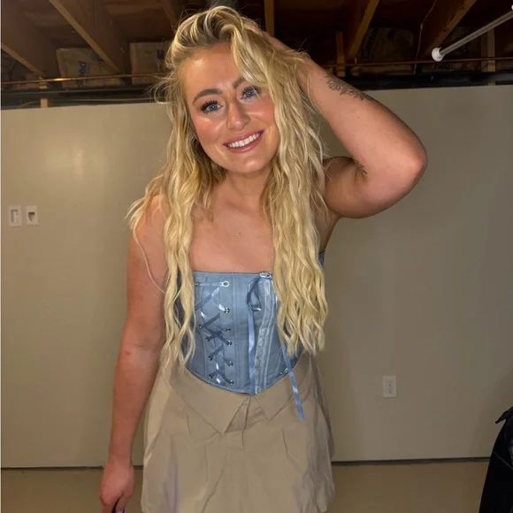 Denim Blue Corset Crop Top - Picture 4 of 4